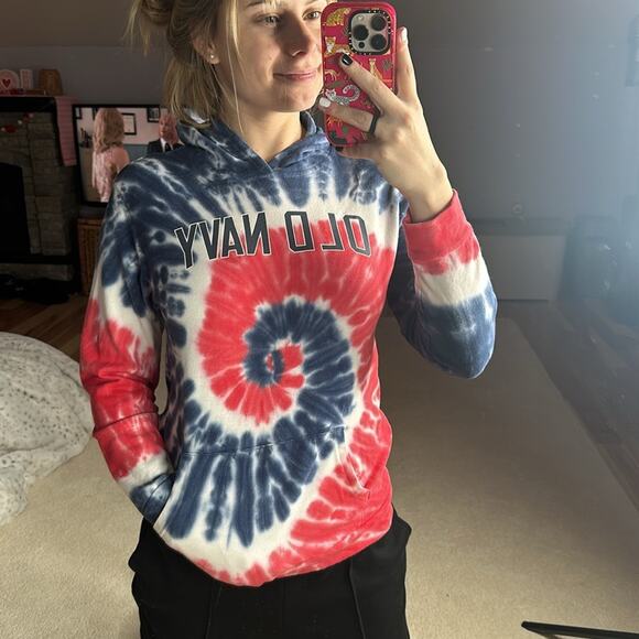 Old Navy: Fourth of July Hoodie | Red White and Blue Tie dye hoodie - Picture 1 of 5